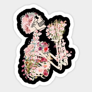 Skeleton and Flowers Bones and Botany Cottagecore Sticker